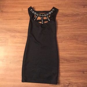 Black Gold Studded Mini Dress